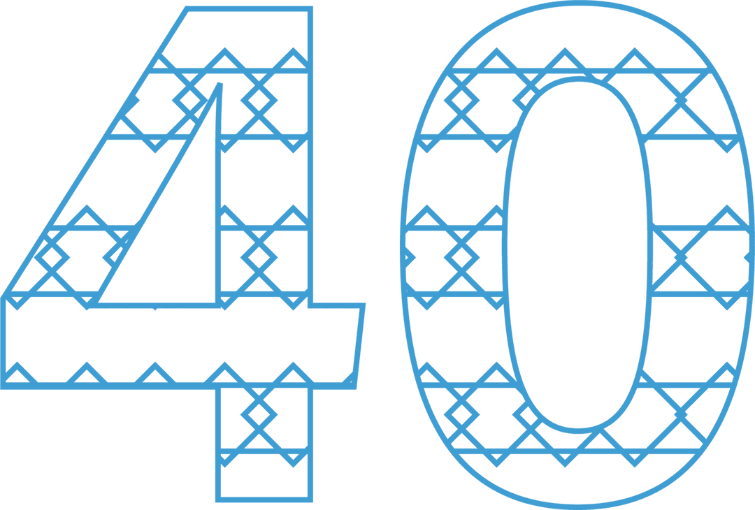 Blue 40 Number with Geometric Pattern Transparent Background
