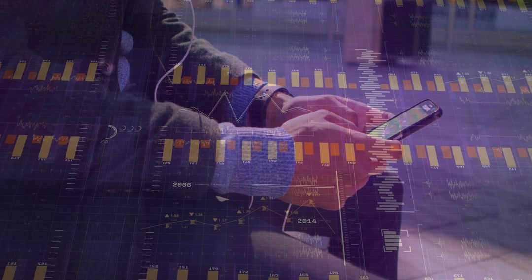 Businessman Analyzing Financial Data on Smartphone in Urban Park