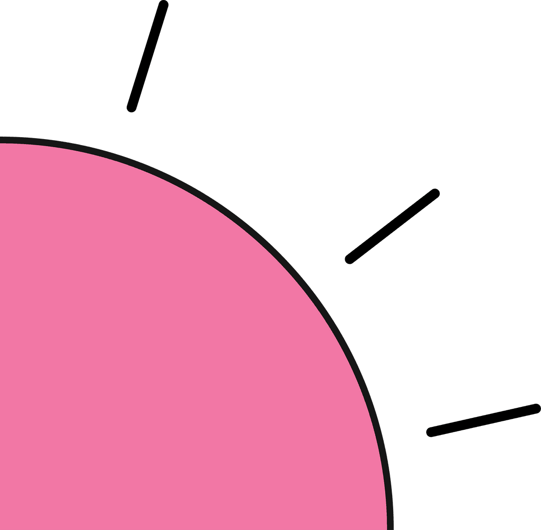 Abstract Pink Sun with Black Rays on Transparent Background