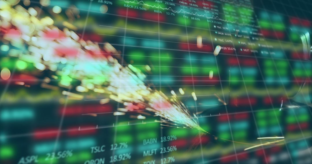 Stock Market Overlay with Sparkling Fire Effects