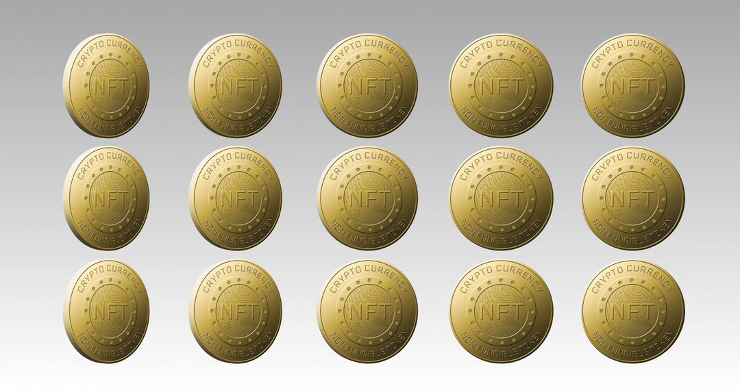 Rotating Golden NFT Coins on Gradient Background