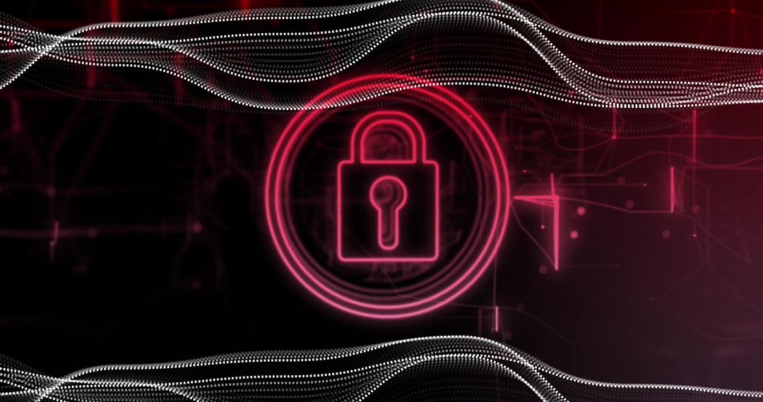 Glowing Padlock Icon with Digital Networks Representing Online Security