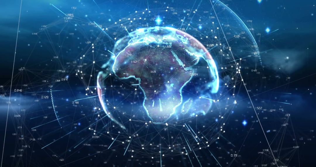 Digital network overlay on 3d globe with technological concepts