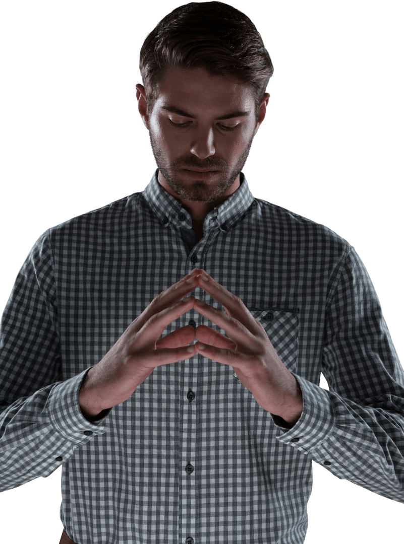 Man Focusing While Pretending to Hold Invisible Object Transparent Background - Download Free Stock Images Pikwizard.com