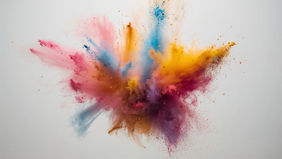 Dynamic Burst of Vibrant Colored Powder Exploding in Studio