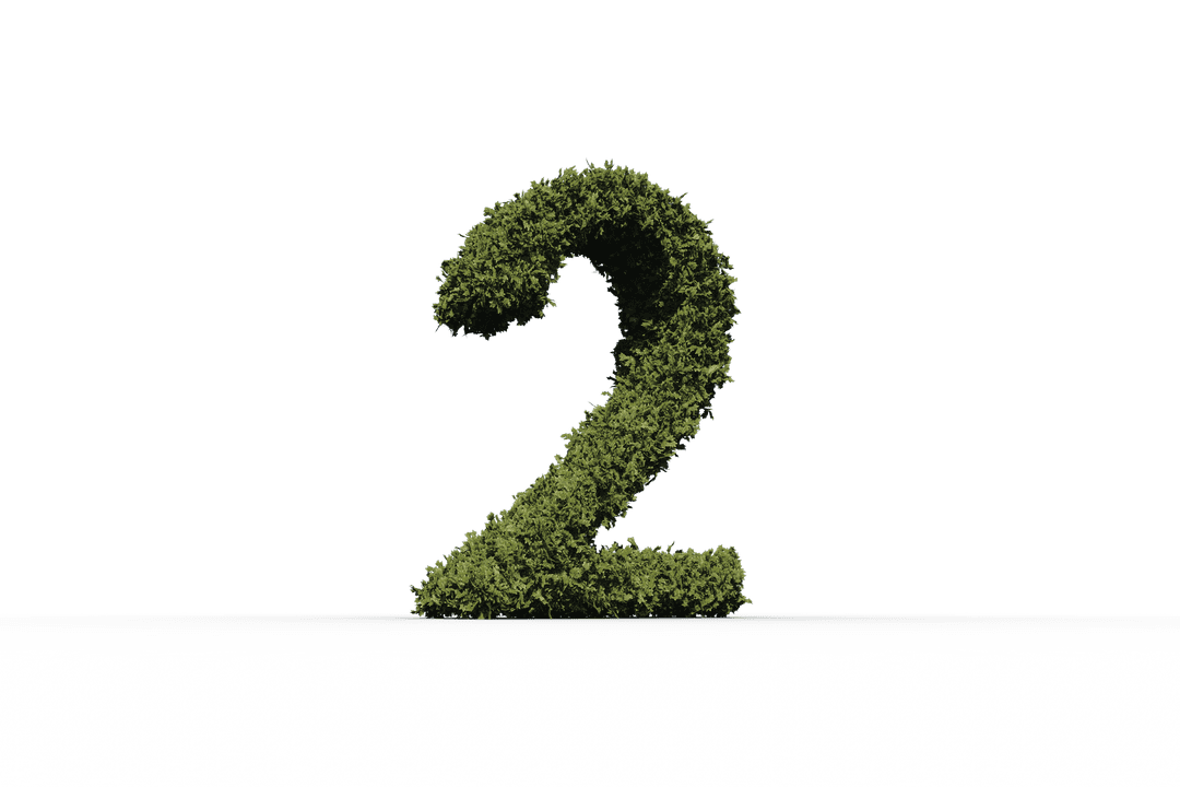 Leafy Number Two on Transparent Background for Eco Design