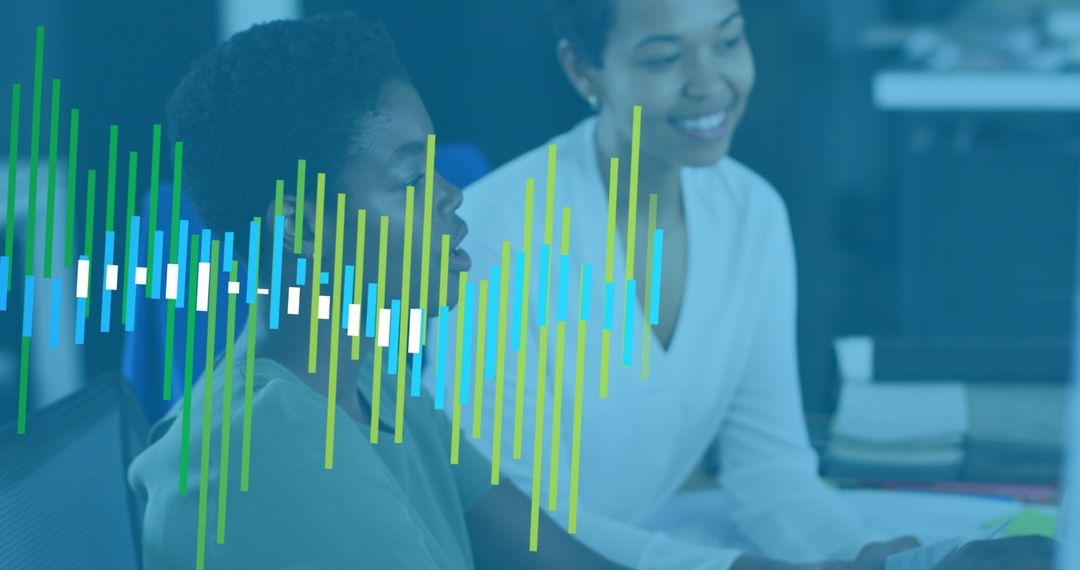 Diverse Team Collaborating with Digital Data Illustrations