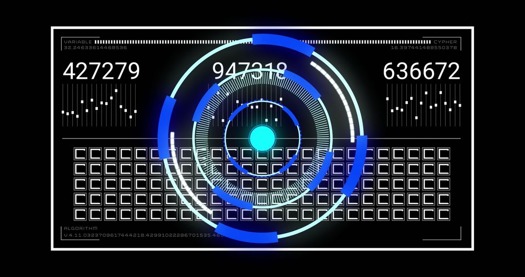 Digital Data Processing Interface with Futuristic Scan