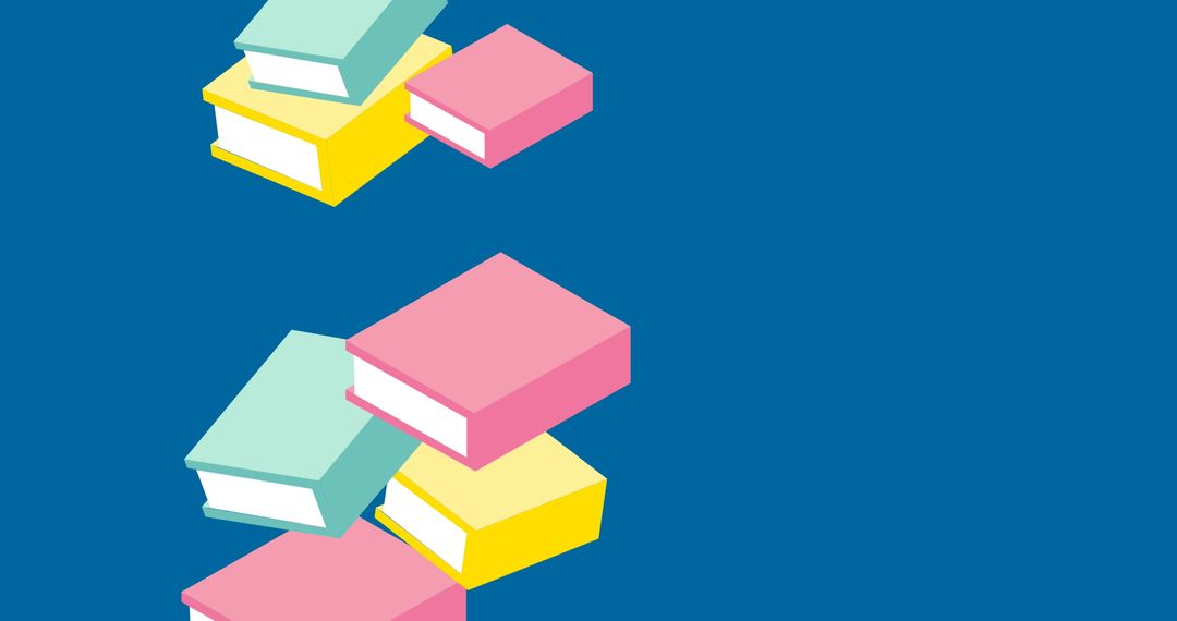 Bright Colorful Books on Blue Background for Book Lovers