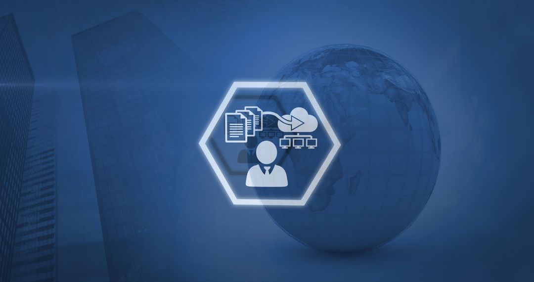 Digital Global Business Interface with Network and Cloud Icons