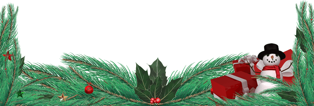 Transparent Fir Frame with Decorative Christmas Elements