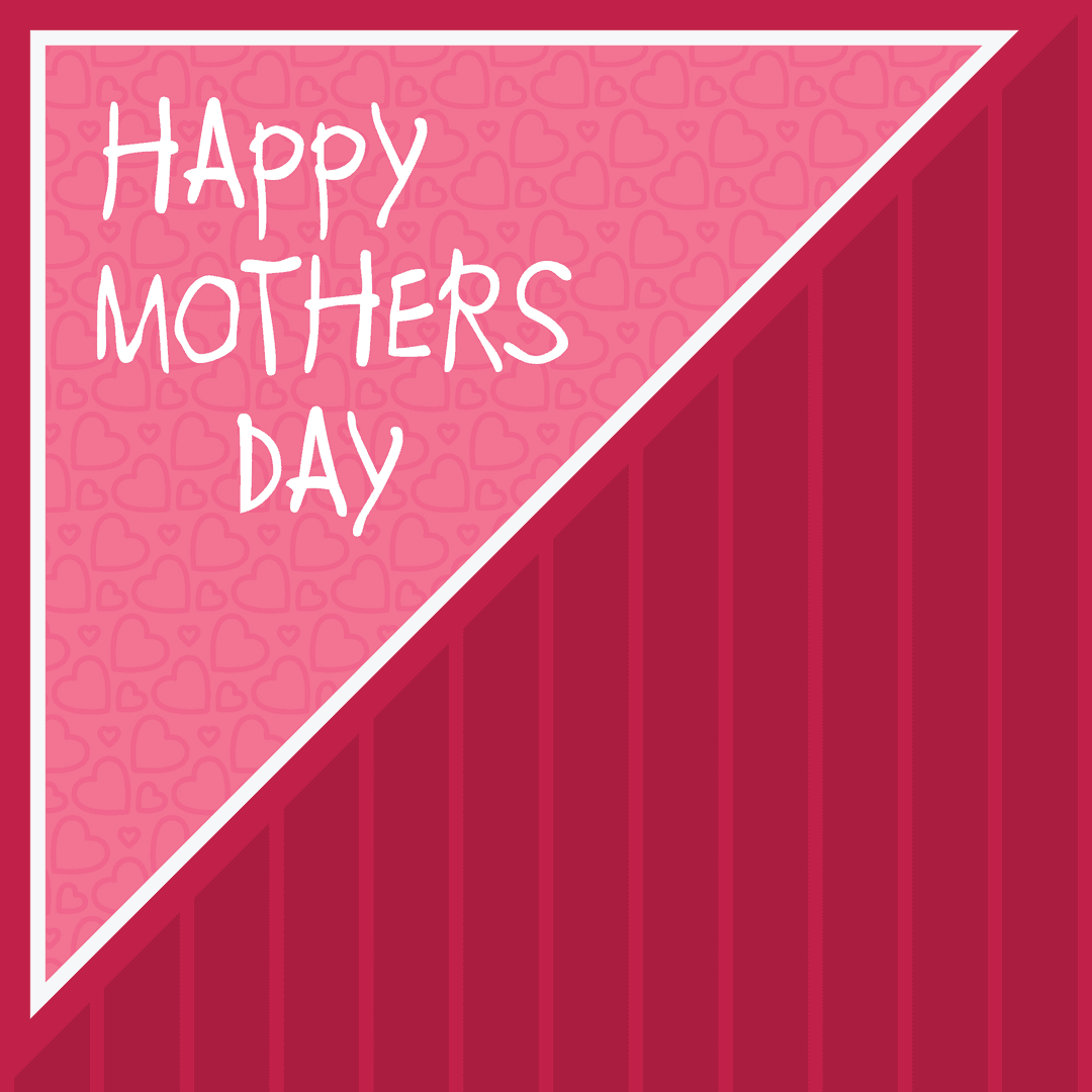 Happy Mothers Day Text on Transparent Background with Heart Pattern
