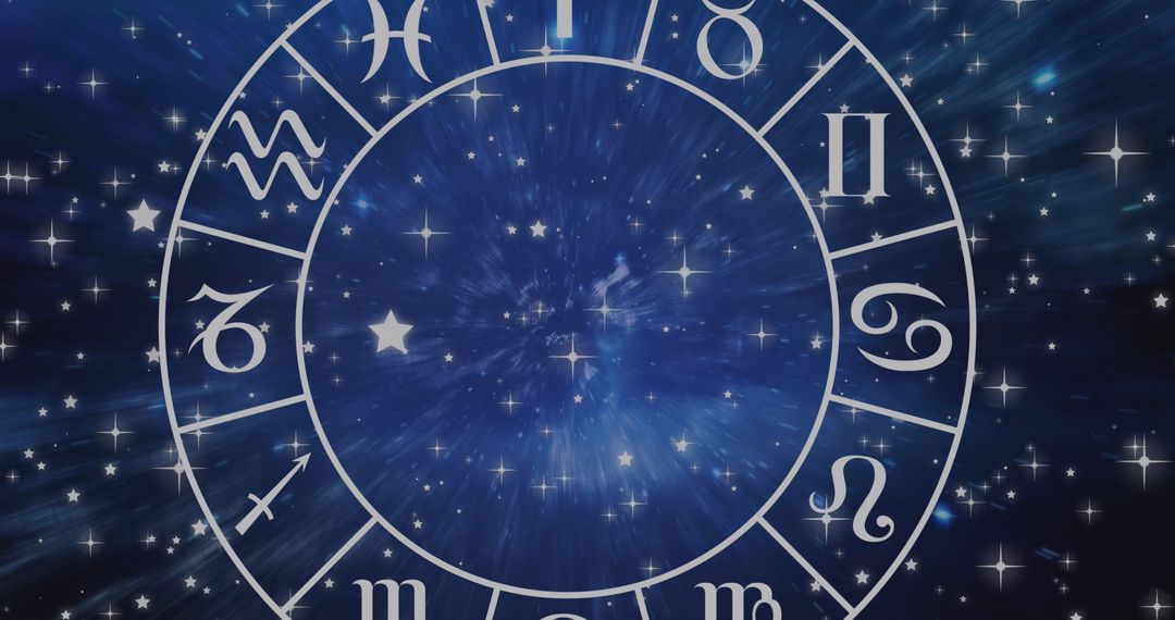 Zodiac Wheel and Aries Constellation in Starry Galaxy