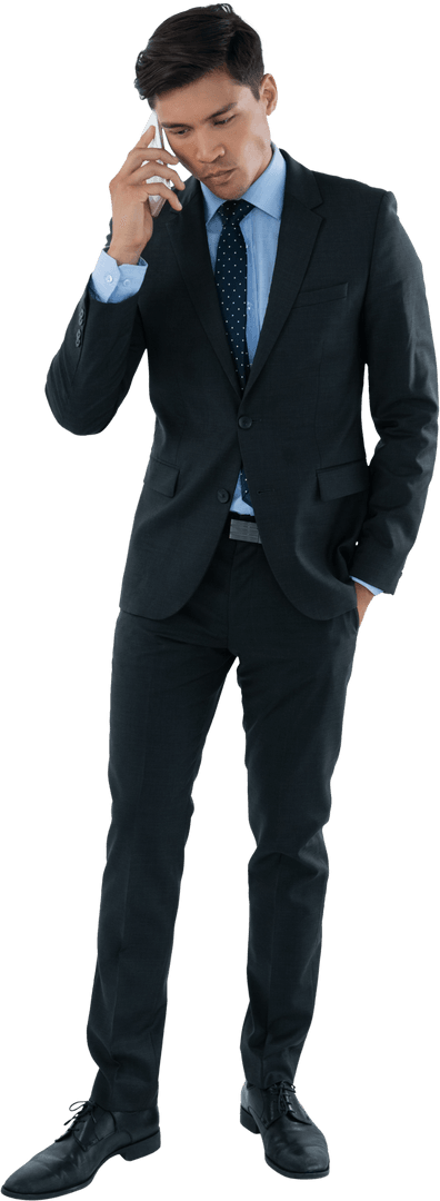 Transparent Businessman Standing Speaking on Smartphone