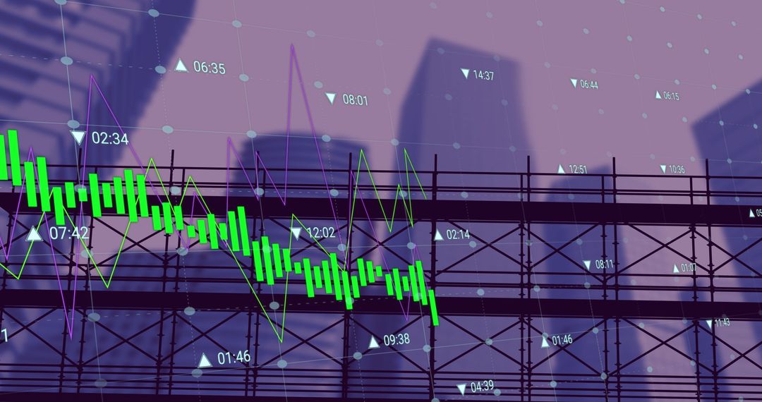 Urban Scaffolding with Financial Data Overlay Showing Business Growth