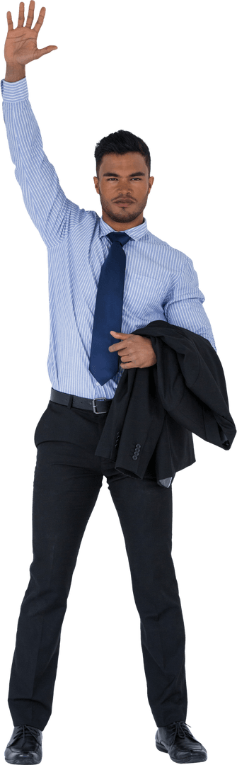 Transparent: Portrait of Confident Businessman Raising Arm