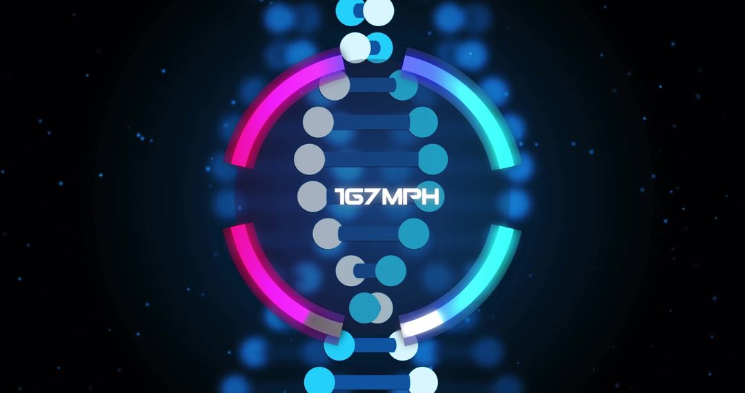 Futuristic Speedometer Display over DNA Strand Concept
