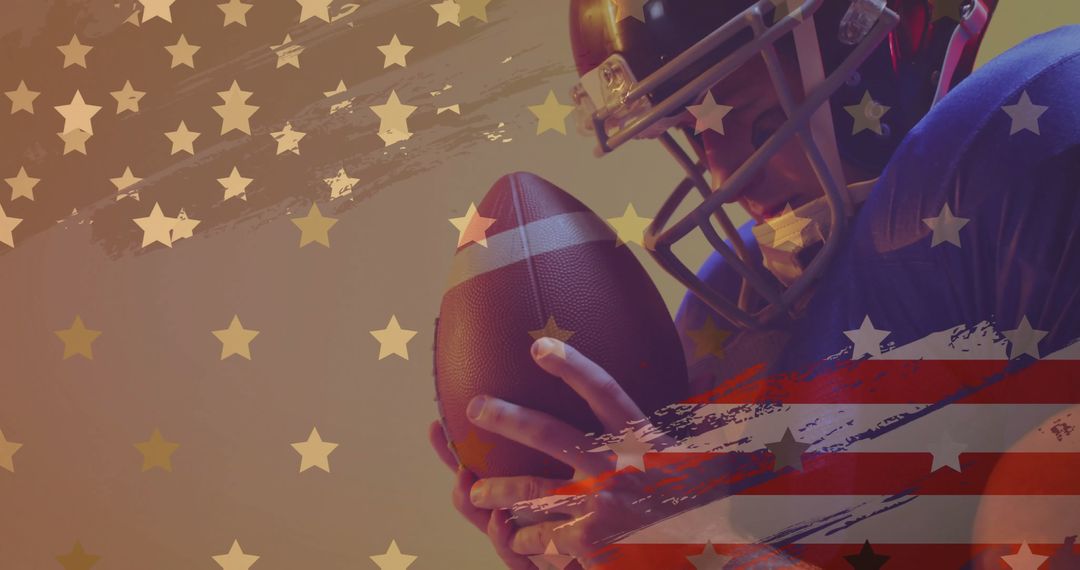 Football Player Holding Ball with USA Flag Elements - Free Images, Stock Photos and Pictures on Pikwizard.com