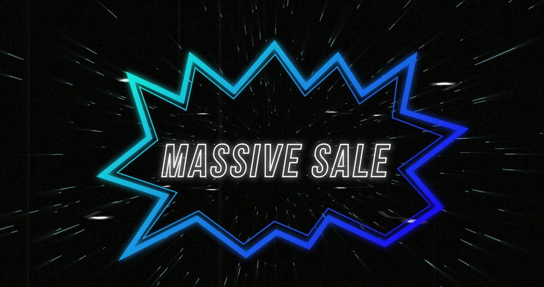 Dynamic Massive Sale Display with Electric Blue Accents