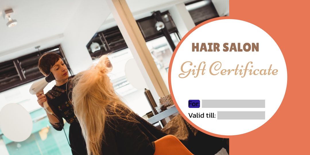 Hair Salon Gift Certificate Design with Hairdresser and Client - Download Free Stock Templates Pikwizard.com