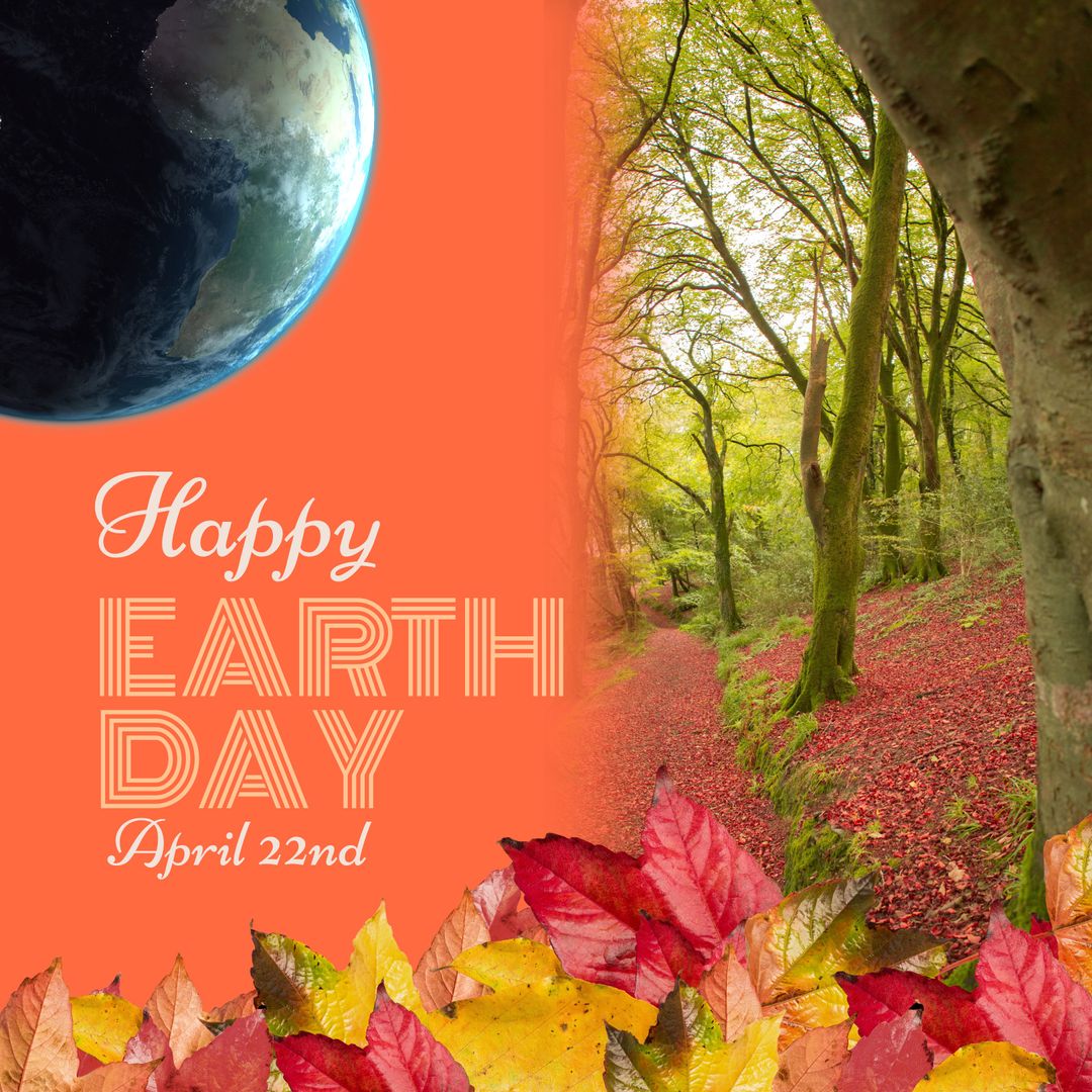 Earth Day Celebration on April 22 with Autumn Leaves and Green Forest