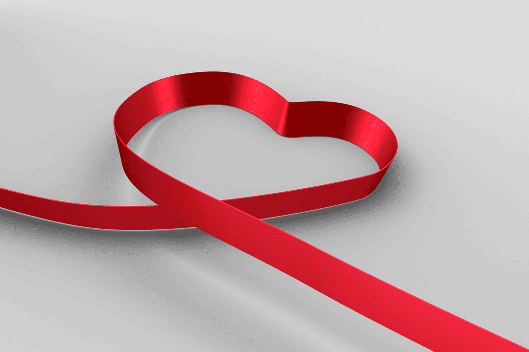 Transparent Ribbon Heart Isolated on Romantic Background