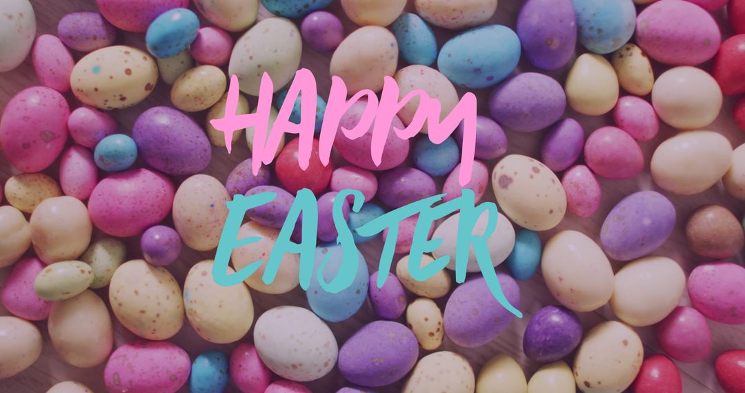 Colorful Easter Eggs with Happy Easter Text for Festive Greetings