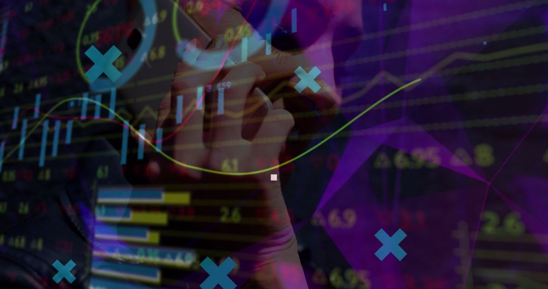 Businesswoman Analyzing Stock Market on Phone with Trading Graphs