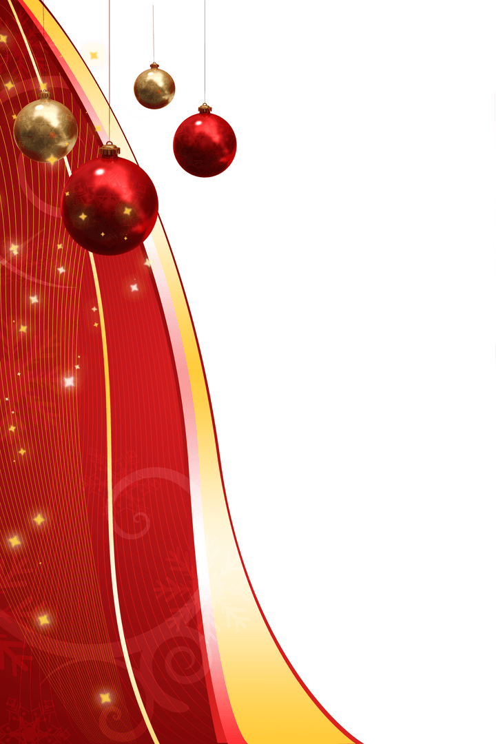 Transparent Red Wave with Hanging Christmas Ornament Decorations