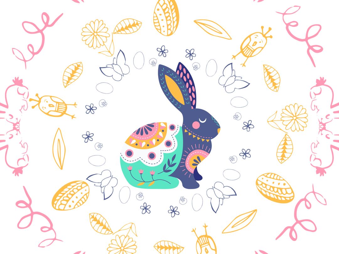 Vibrant Decorated Easter Bunny with Festive Motifs