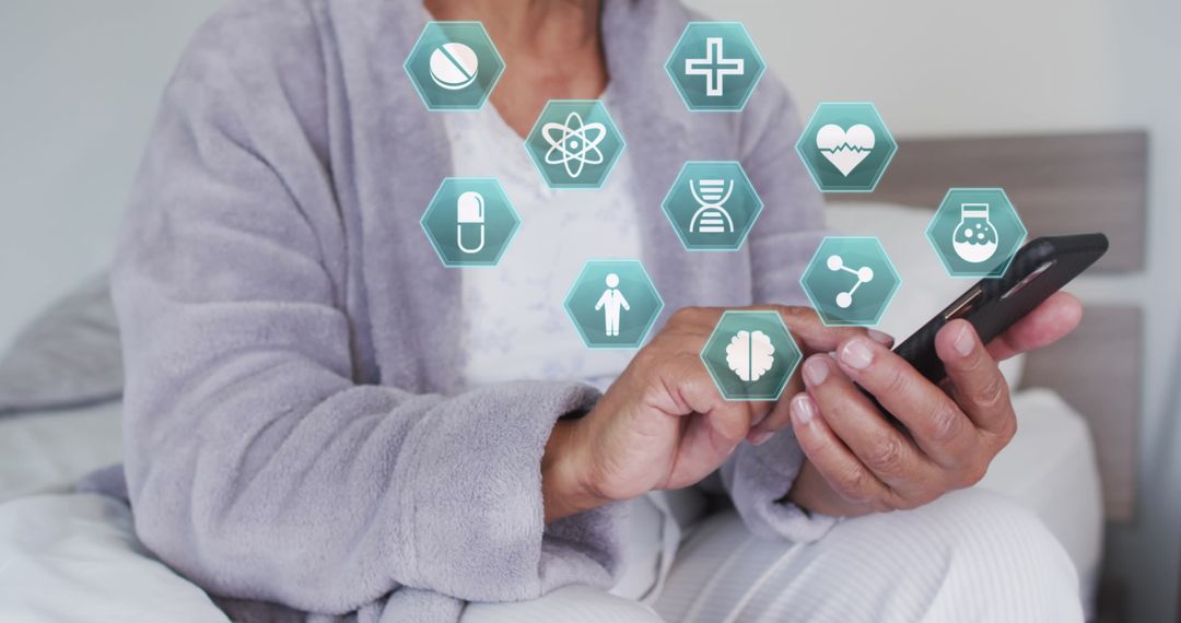 Senior Woman Using Smartphone for Digital Health Services