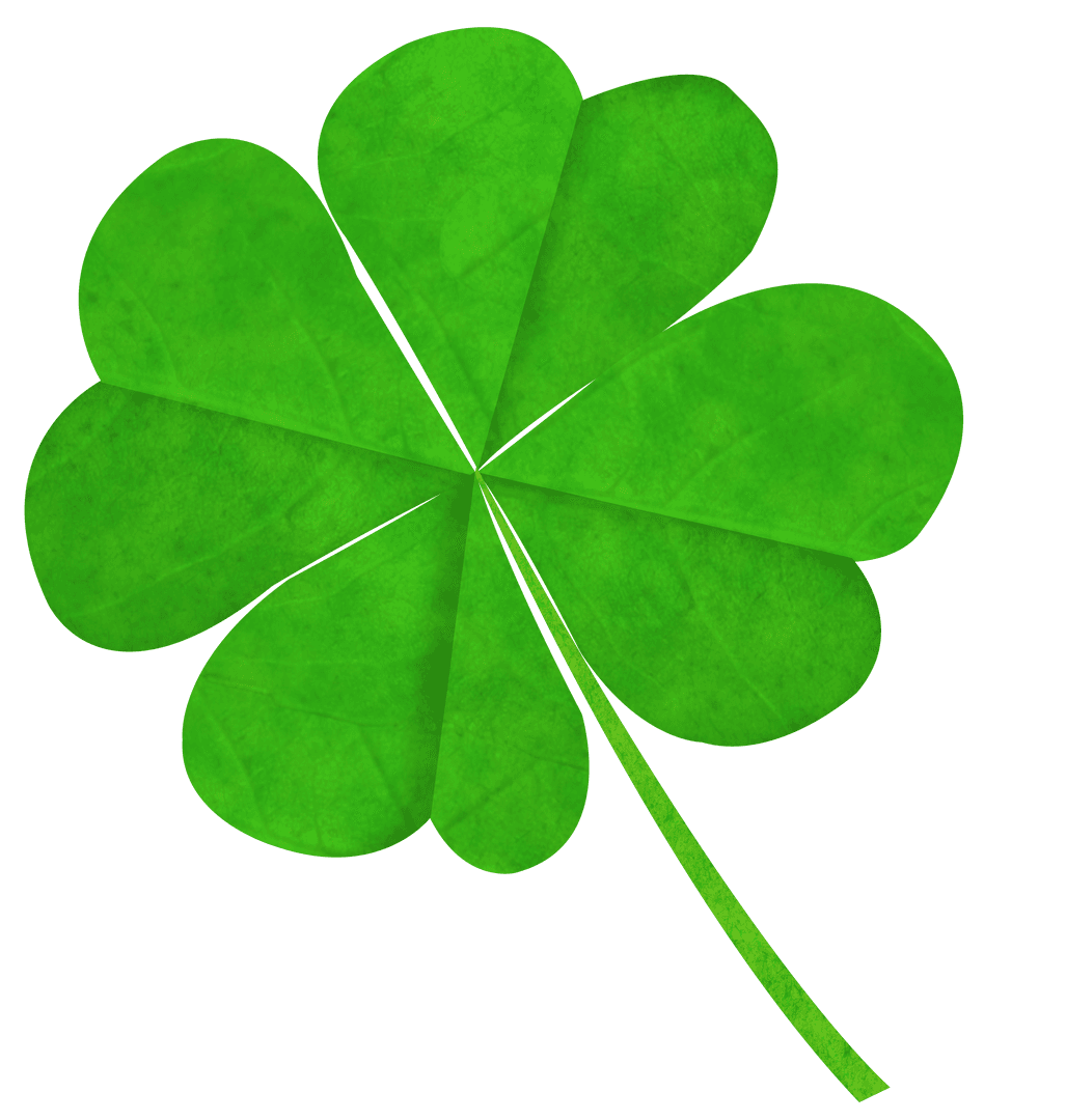Digital Green Shamrock on Transparent Background St. Patrick's Celebration