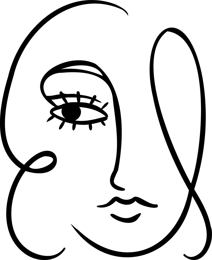 Modern Line Art Face on Transparent Background