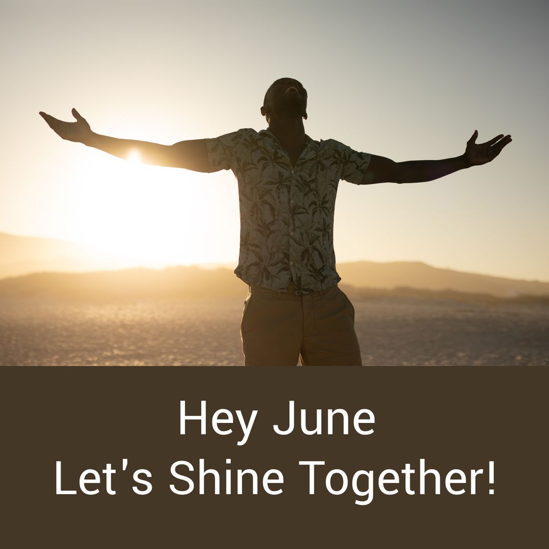 Man by Seaside at Sunrise with Inspirational Message
