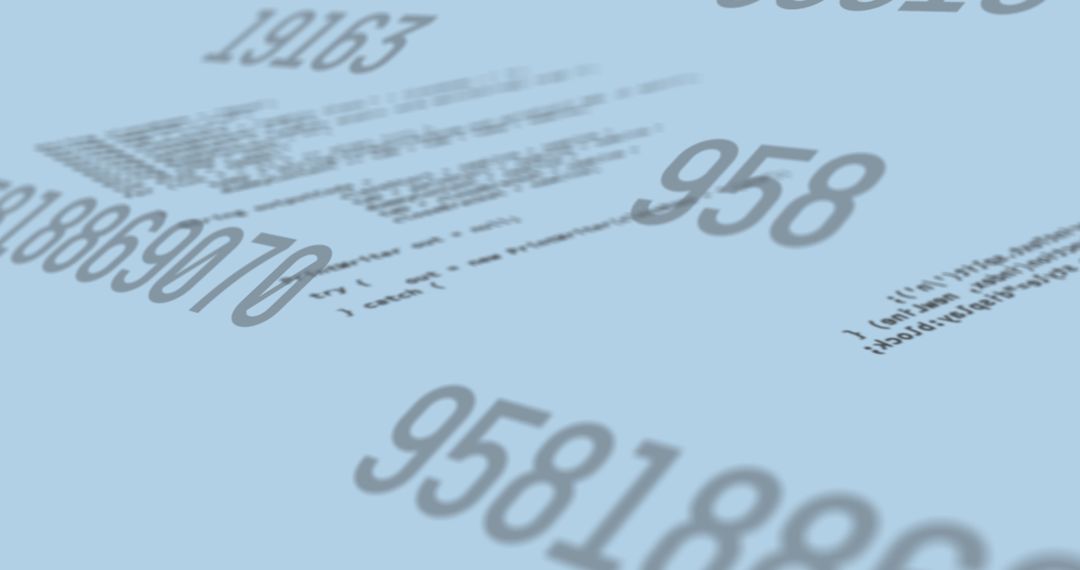 Blurred Digital Numbers and Data on Blue Background