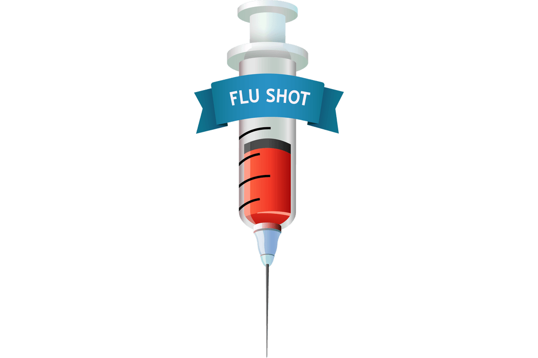 Flu Shot Syringe Icon on Transparent Background