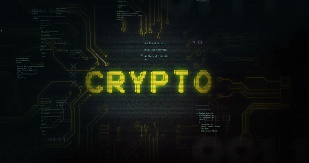 Crypto Text Over Digital Network Background