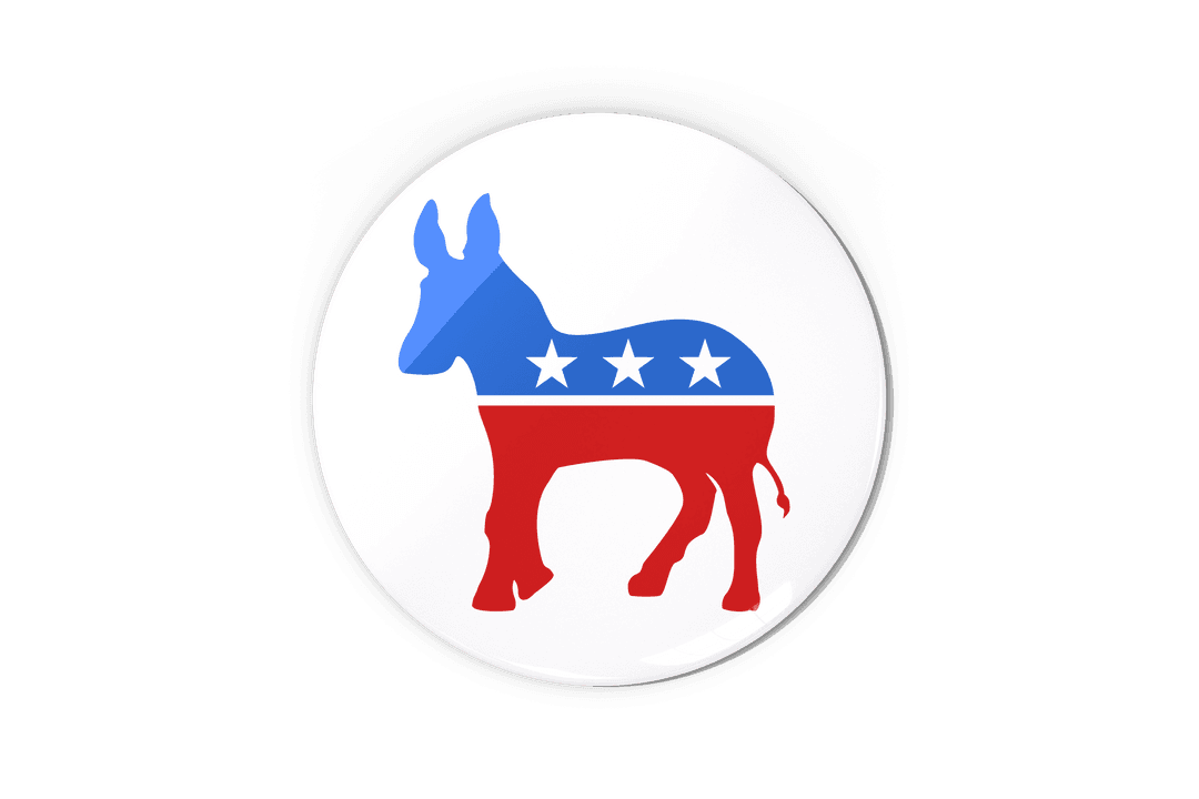 Transparent Democratic Donkey Badge on Isolated Background