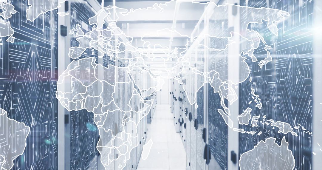 Global Server Network with Digital World Map Overlay