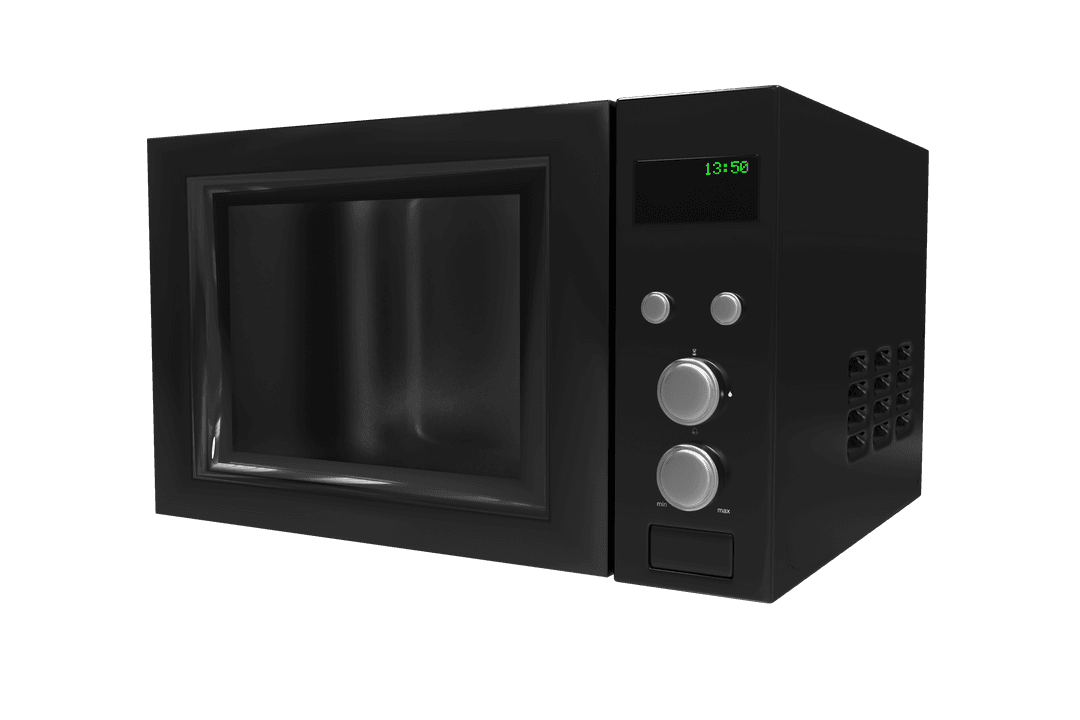 Digital Microwave Oven Illustration on Transparent Background