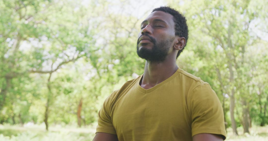 Man Meditating Outdoors in a Park on a Sunny Day - Free Images, Stock Photos and Pictures on Pikwizard.com