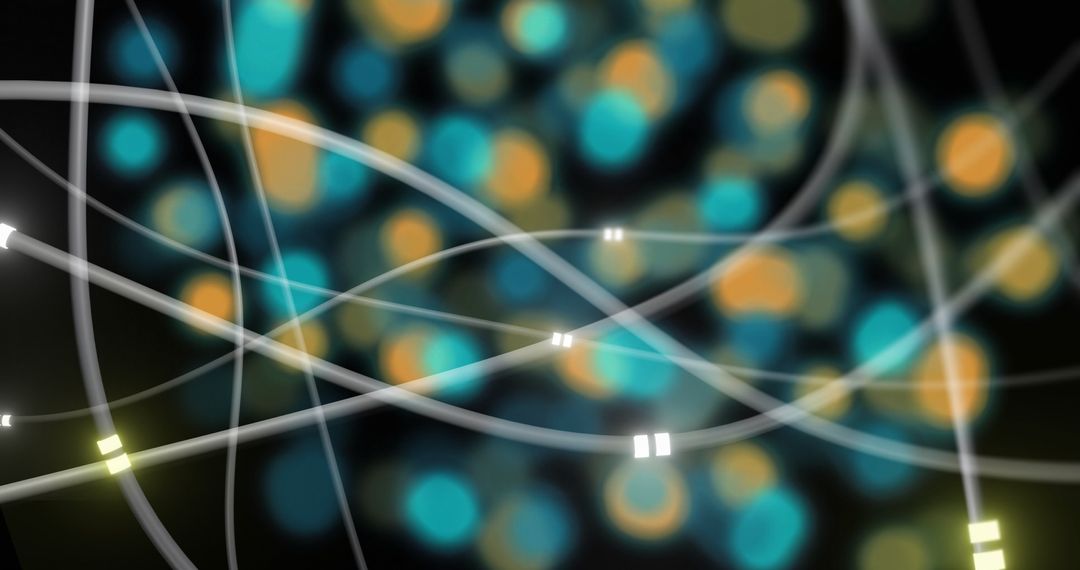 Digital Network with Glowing Data Connections on Dark Background