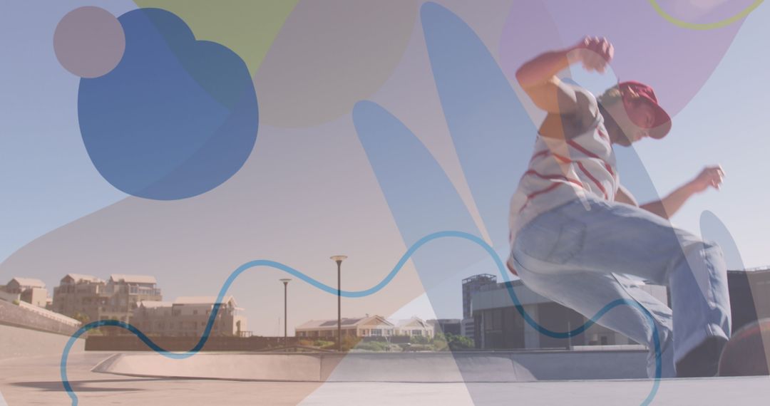 Creative Skateboarding Illustration Overlay With Abstract Design