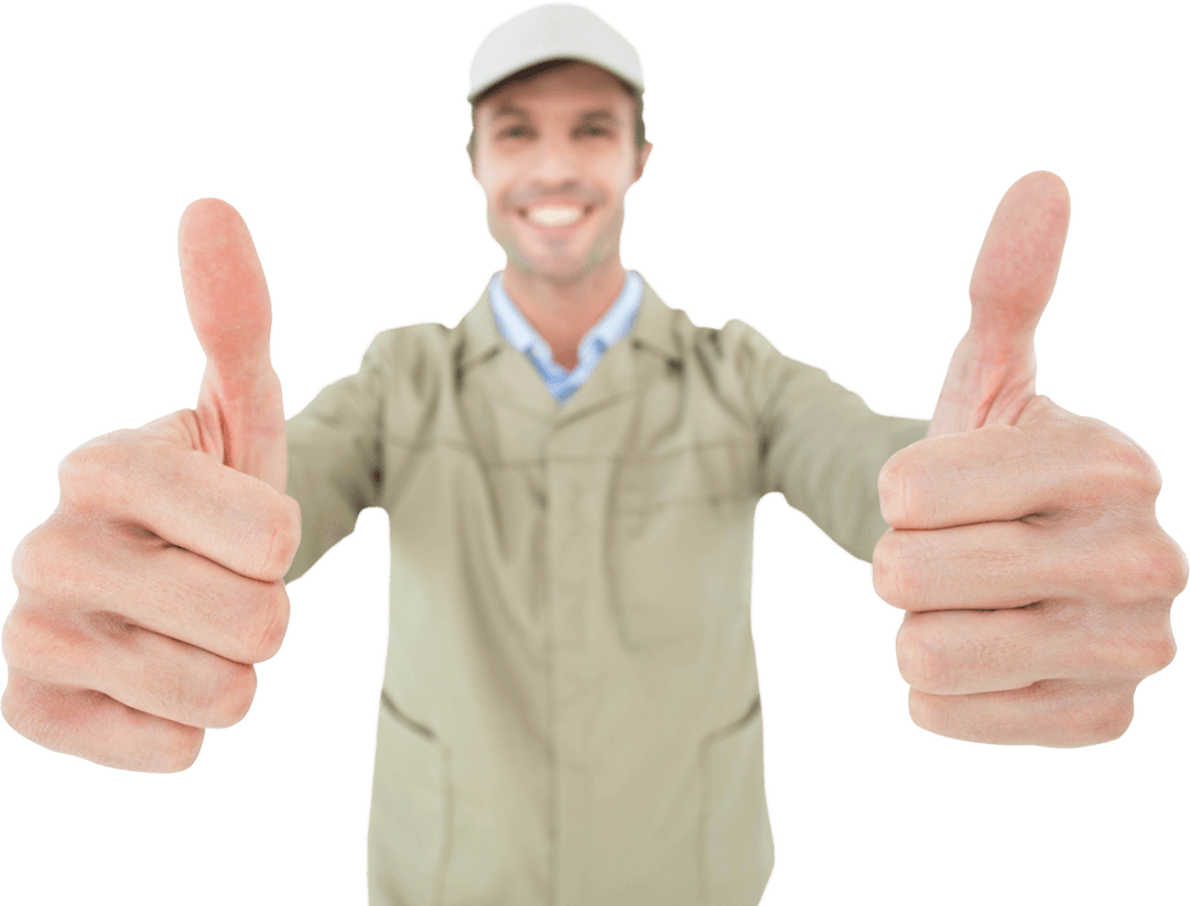 Transparent Delivery Man Giving Thumbs Up Gesture