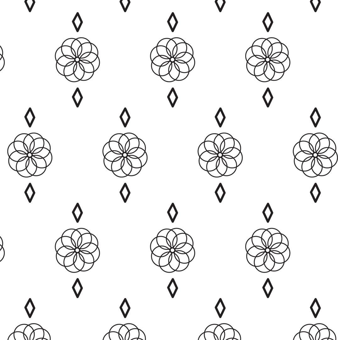 Black Rosettes and Diamonds on Transparent Background Vector