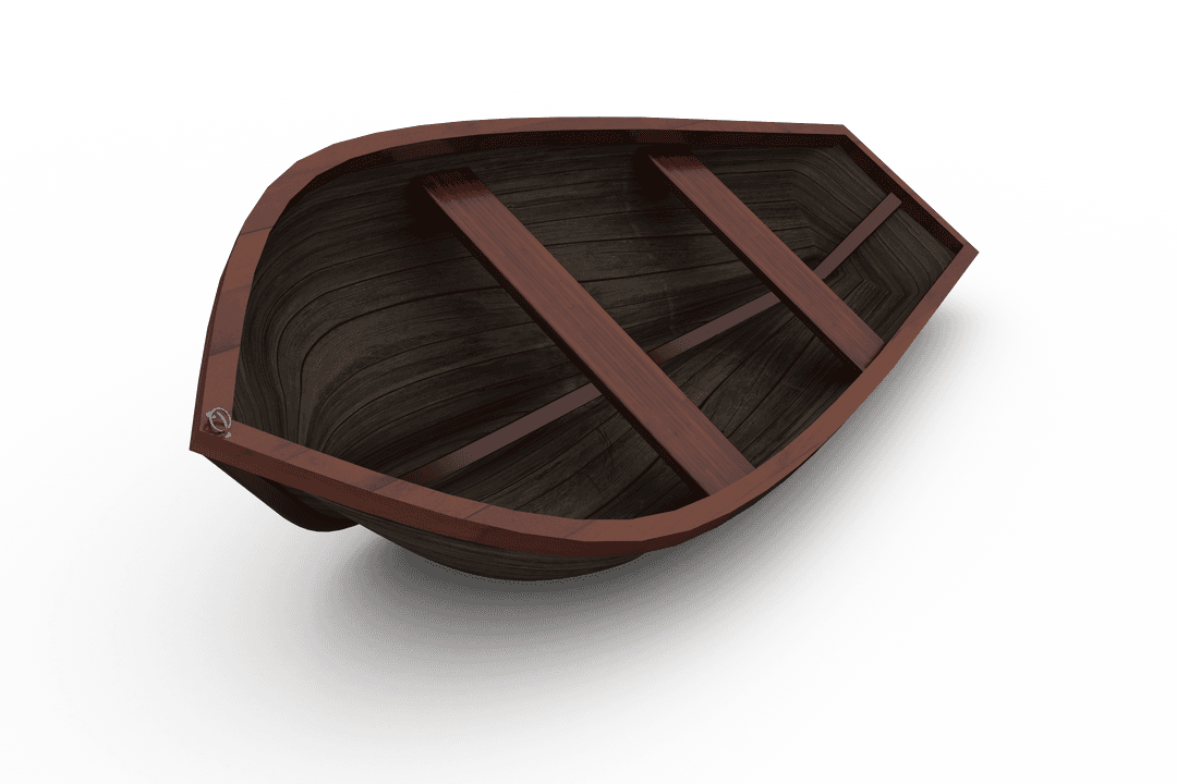 Digital Rendering of Wooden Boat with Transparent Background