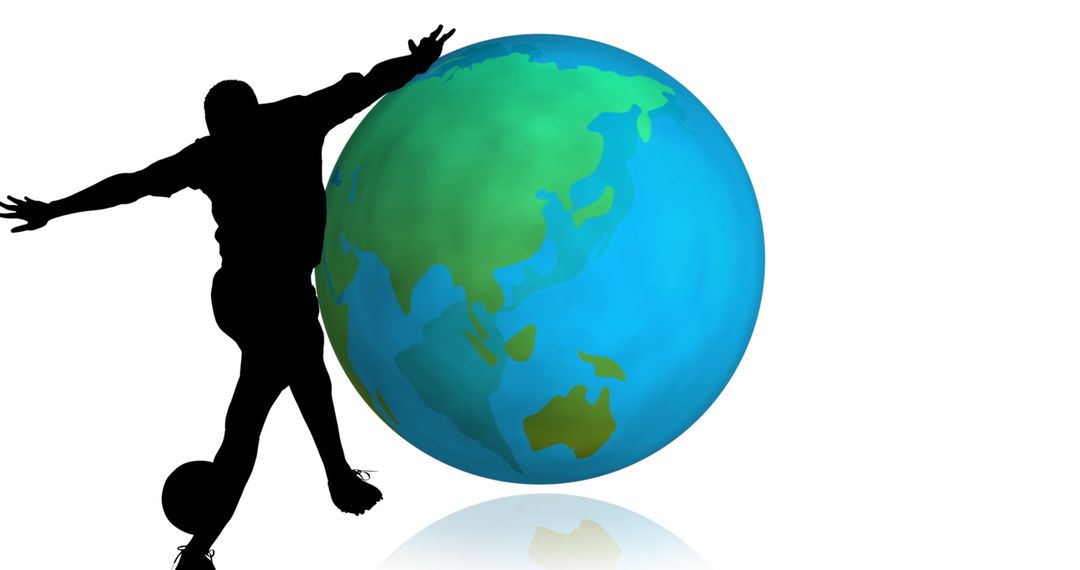 Silhouetted Soccer Player Balancing Giant Globe
