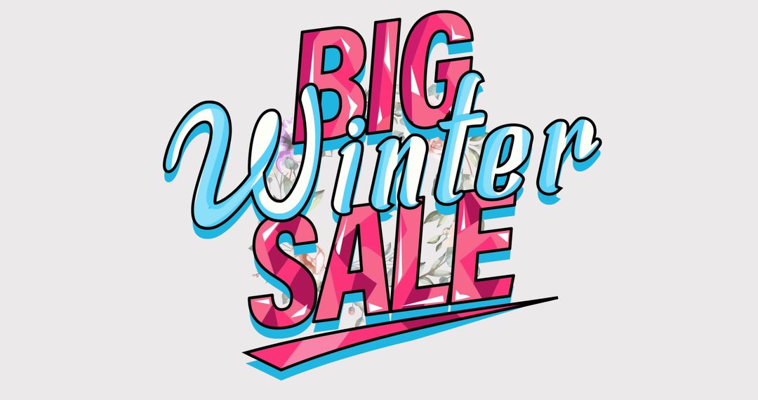 Vibrant Big Winter Sale Text Design with Animated Flowers
