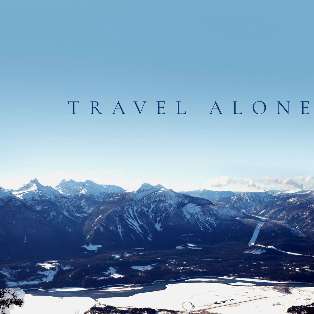 Solo Travel Adventure with Majestic Mountain Range and Snowy Peaks - Download Free Stock Templates Pikwizard.com