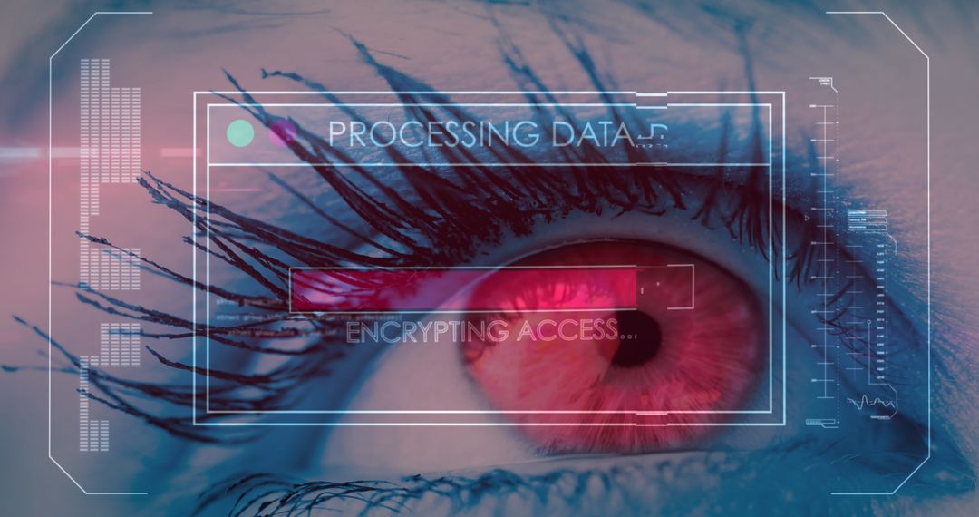 Futuristic Digital Interface Overlay on Human Eye